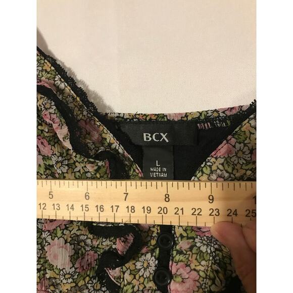 BCX Y2K ditsy floral lace ruffle trim babydoll top Sz Lg Fairy grunge whimsigoth - Picture 3 of 13